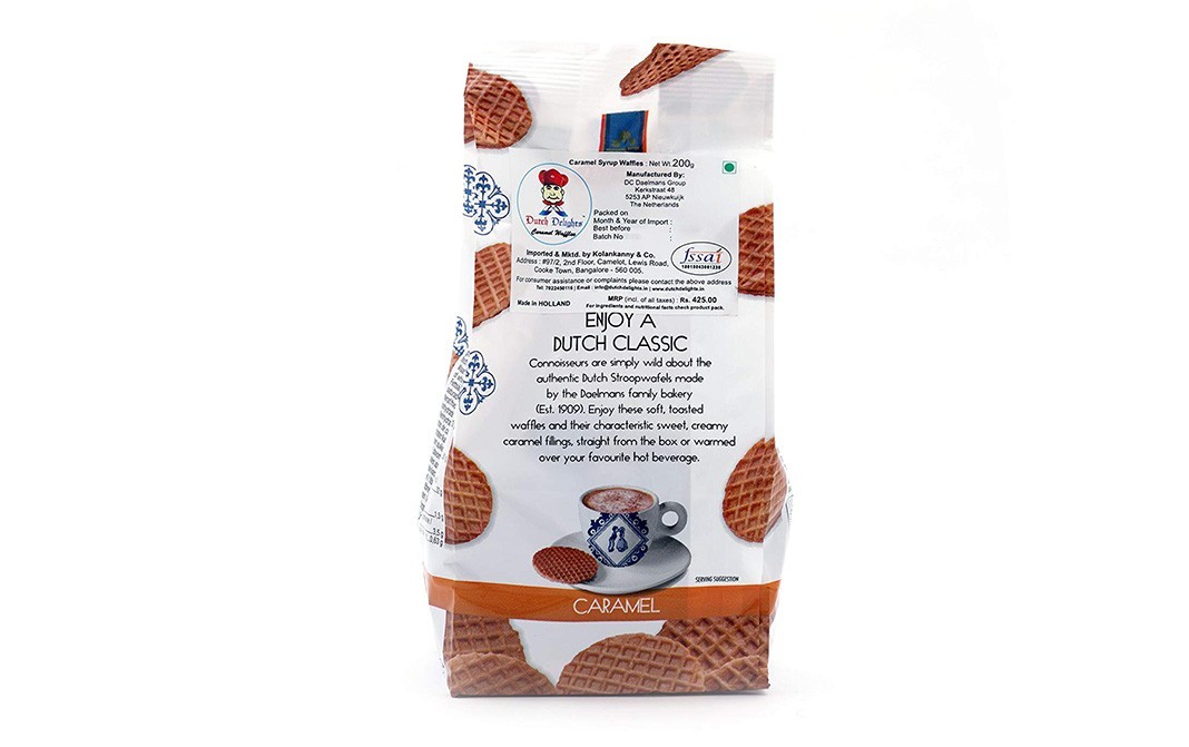 Dealmans Mini Stroopwafels Delights Sweet and Crunchy Filling Eggless Vegetarian Waffle Cookies - Caramel Waffles   Pack  200 grams